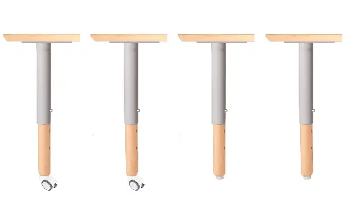 [69842] Flexo adjustable Table legs ( two w/casters, 2 w/o casters set only)